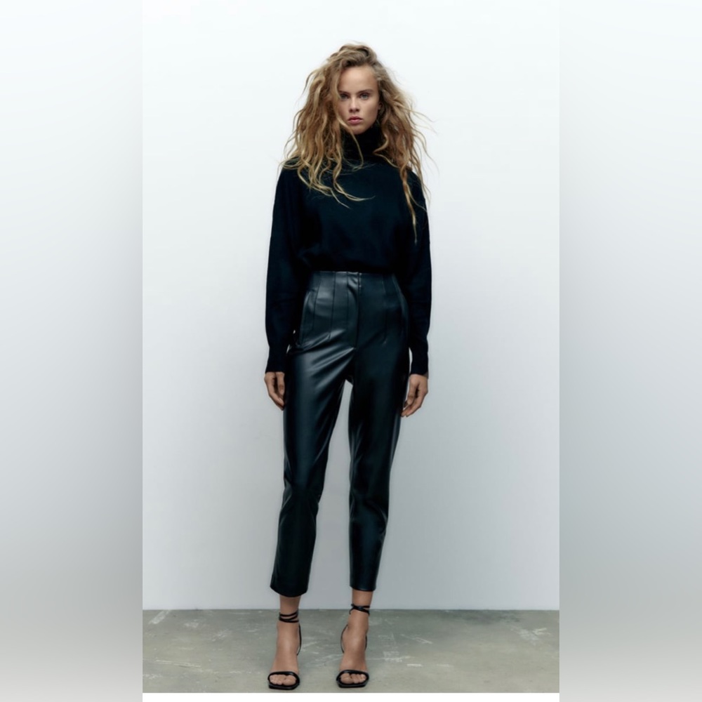 NWT Zara high waisted faux leather pants, size L (8/10)